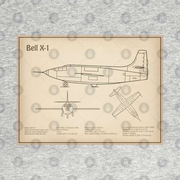 Bell X-1 - Airplane Blueprint - SD by SPJE Illustration Photography